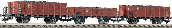 Set of 3 Gondola cars with coal load<br /><a href='images/pictures/Fleischmann/521208.jpg' target='_blank'>Full size image</a>